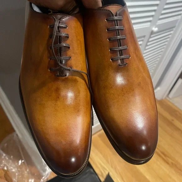 Paul Evans Havana Brown Vero Cuoio Tan Leather Wholecut Oxford shoes Sz 9.5 - Picture 6 of 14